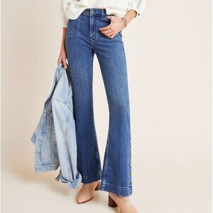 NWT Pilcro and The Letterpress Button-Hem High-Rise Bootcut Jeans